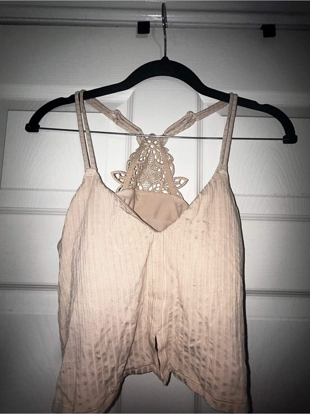 aerie Blush Crochet-Trim Ribbed Tank